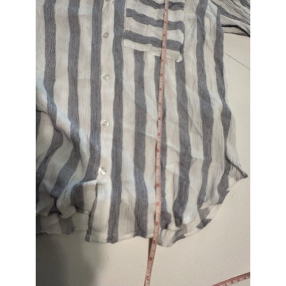 Market Spruce Stitchfix Womens Large Striped Roll Tab Sleeve Button Shirt - Picture 5 of 6